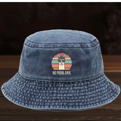 Cartoon Print Washed Bucket Hat Retro Casual Cap