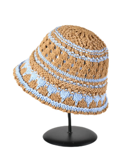Striped Hollow Out Foldable Bucket Hat