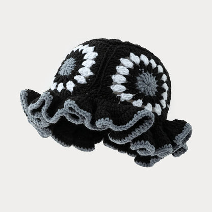 Colorful Floral Crochet Wool Bucket Hat