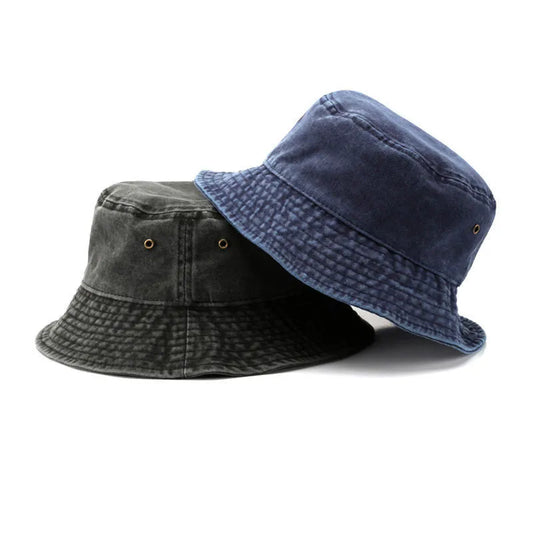 Solid Color Vintage Foldable Distressed Bucket Hat Size 57cm
