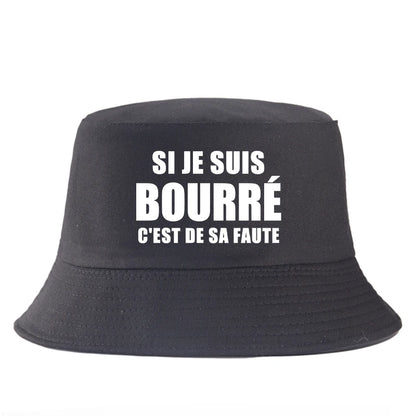 French Print Reversible Cotton Bucket Hat Unisex