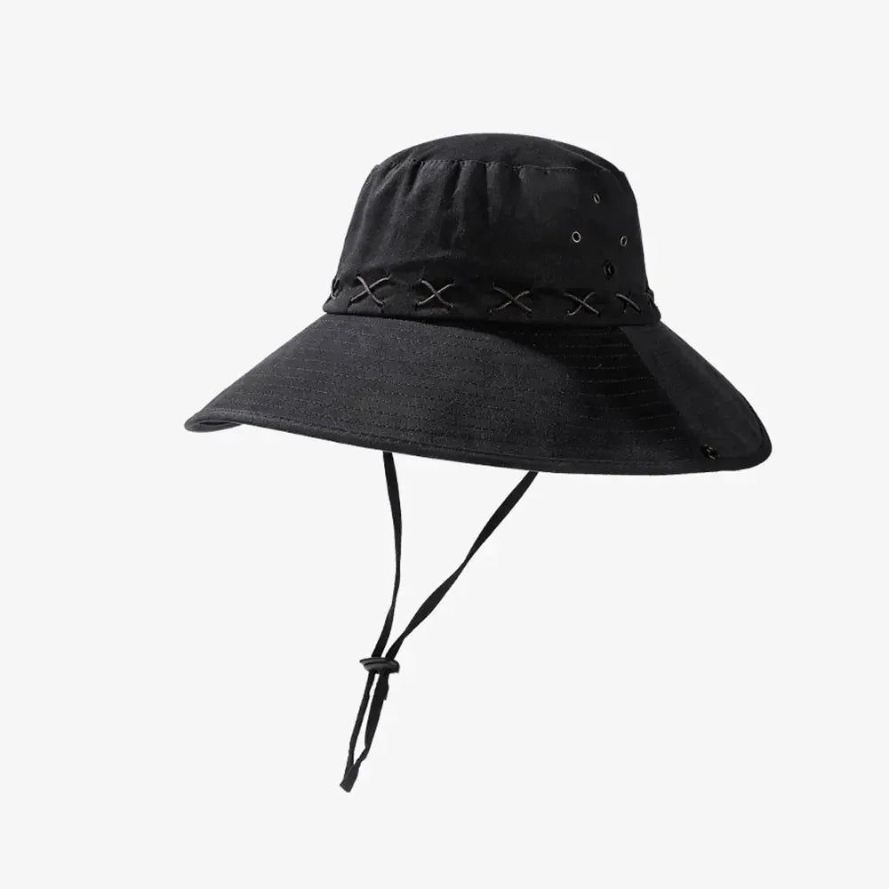 Wide Brim UV Protection Bucket Hat With Windproof Strap