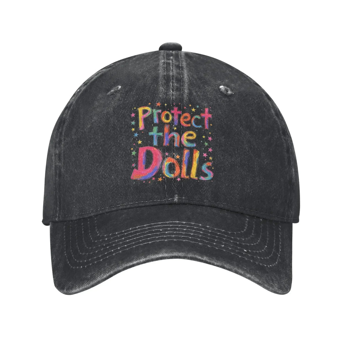 Protect The Dolls Distressed Denim Baseball Cap