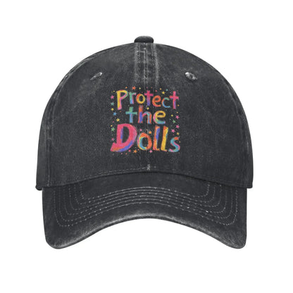 Protect The Dolls Distressed Denim Baseball Cap