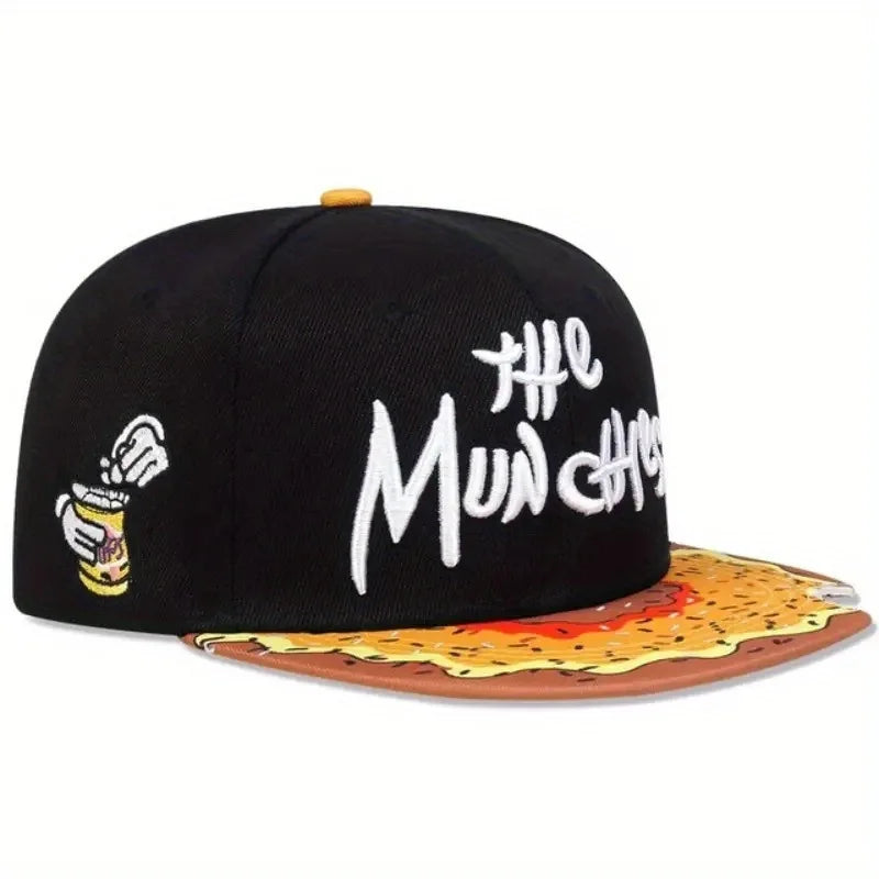 Doughnut Embroidered Flat Top Hip-Hop Snapback Cap