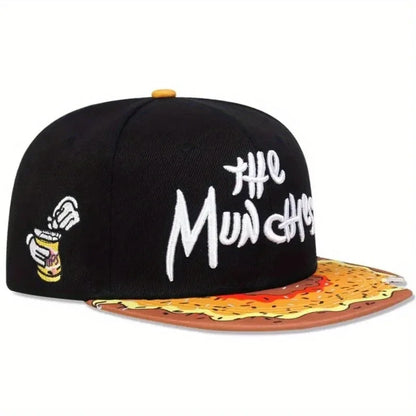 Doughnut Embroidered Flat Top Hip-Hop Snapback Cap