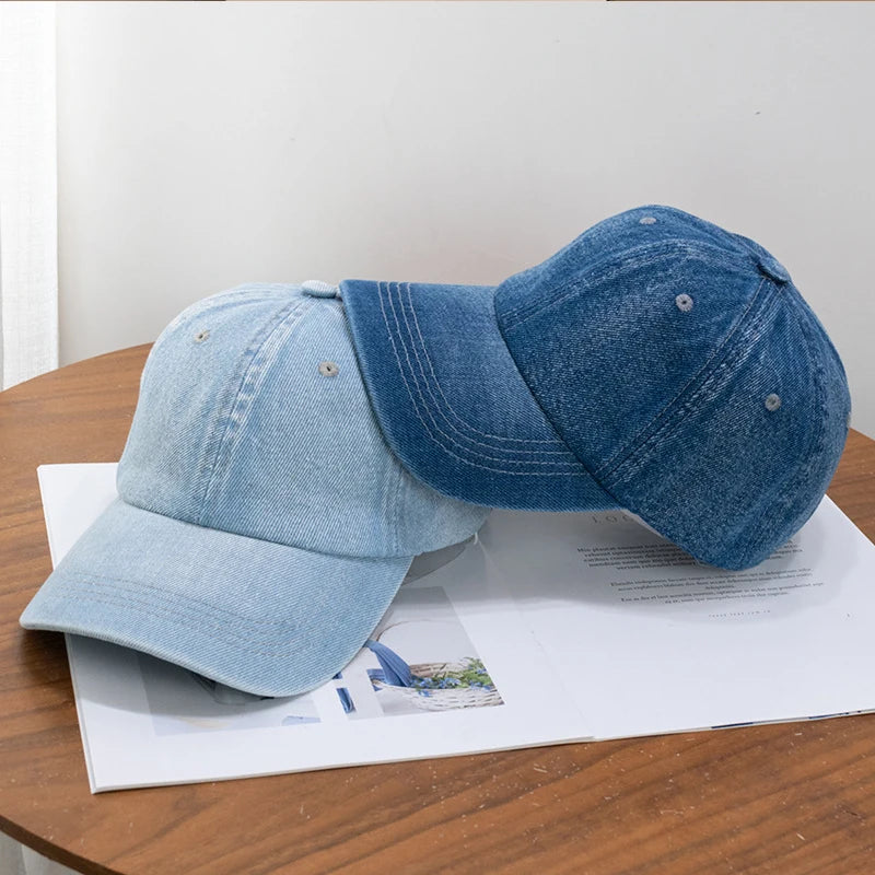 Fashion Denim Baseball Cap For Women Men Solid Color Adjustable Outdoor