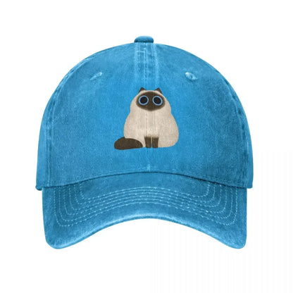 Himalayan Cat Washed Denim Baseball Cap