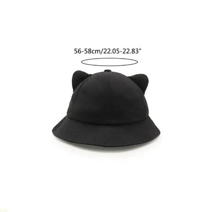 15Yc Lovely Fisherman Hat Cats Ear Tail Bucket Hats