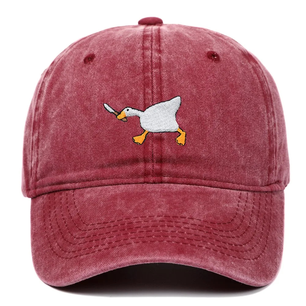 White Goose Embroidered Adjustable Snapback Baseball Cap
