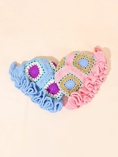 Retro Patchwork Crochet Bohemian Bucket Hat