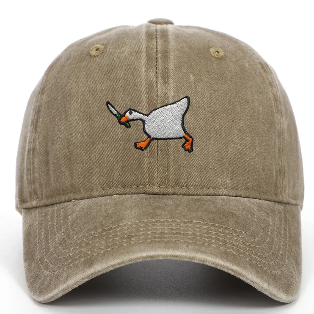 White Goose Embroidered Adjustable Snapback Baseball Cap