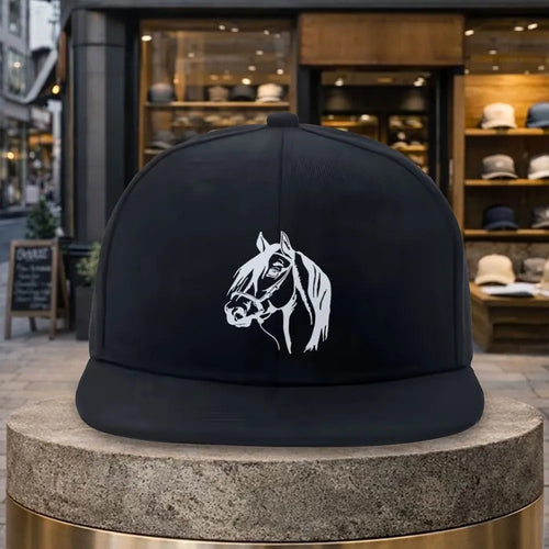 Horse Head Print Snapback Cap