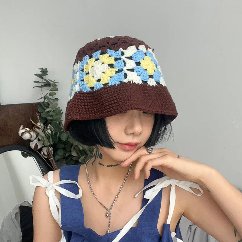 Women's Hollow Flower Crochet Bucket Hat