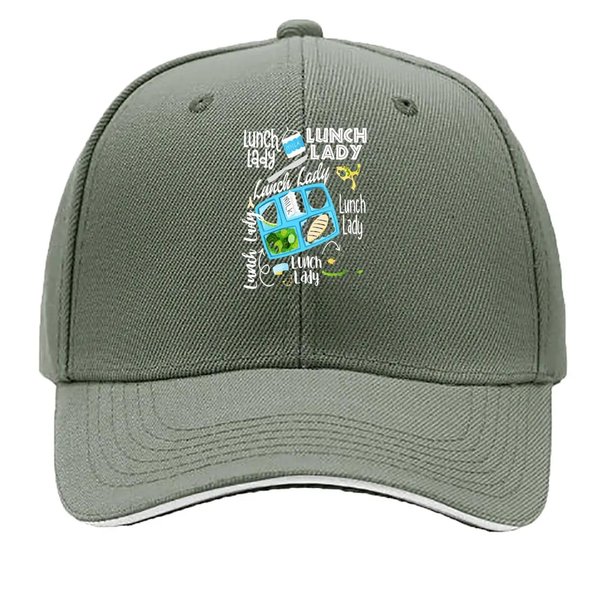 Milk Lunch Lady School Cafeteria Tray Food Graphic Sandwich Baseball Cap