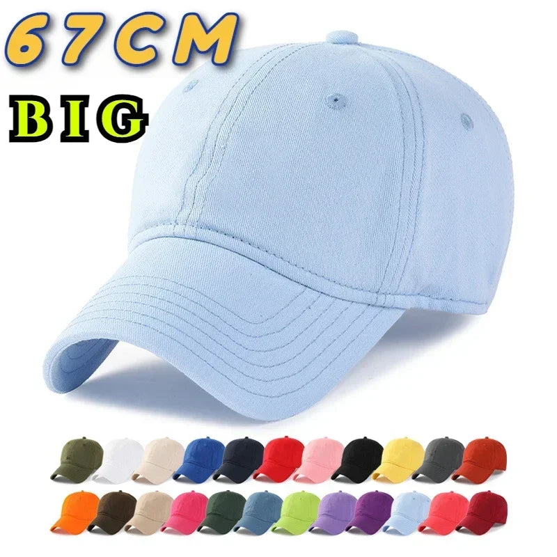 Super Large Big 63-67cm Baseball Caps Men's Oversize Big Head Snapback Caps Women Versatile Sun Hat Cotton Soft Top Trucker Hat