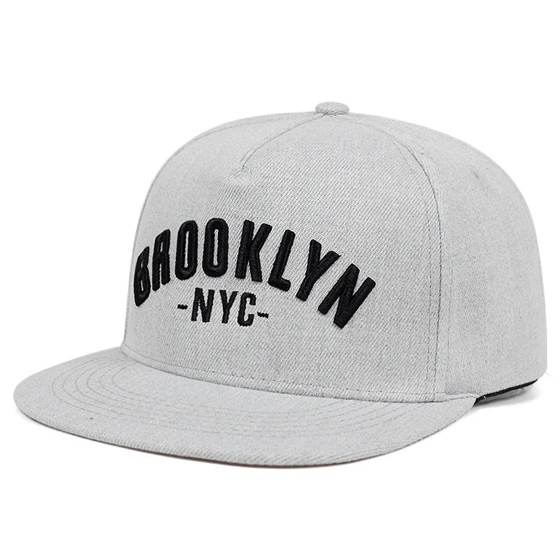 Brooklyn Letter Embroidered Cotton Snapback Cap