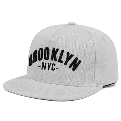 Brooklyn Letter Embroidered Cotton Snapback Cap