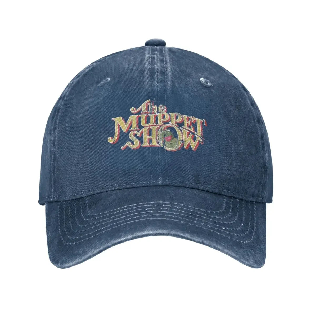 Vintage Frog Cartoon Distressed Denim Baseball Cap Hat