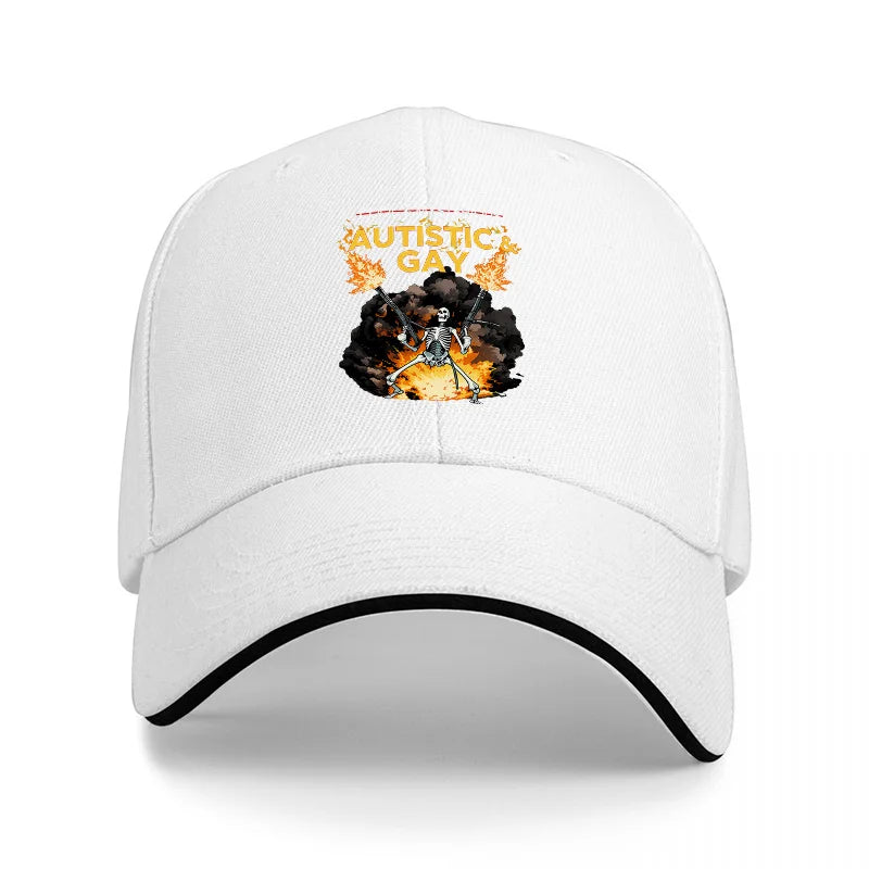 Cool Mysterious Black Flaming Skeleton Baseball Cap