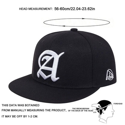 Unisex Personality A Letter Embroidered Snapback Cap