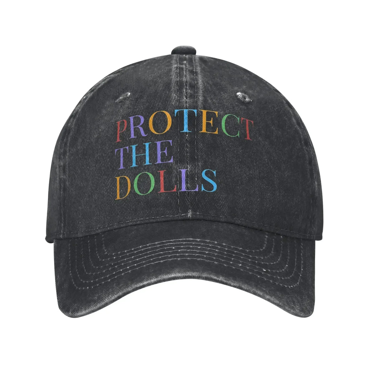Protect The Dolls Distressed Denim Baseball Cap