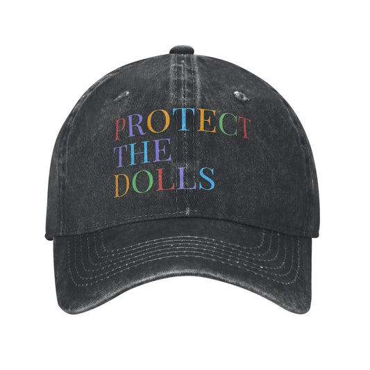 Protect The Dolls Distressed Denim Baseball Cap