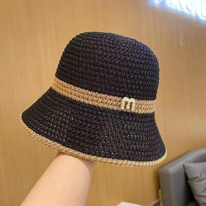 Foldable Letter Decor Holiday Beach Bucket Hat Sun Cap