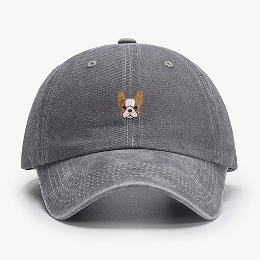 Vintage French Bulldog Embroidered Baseball Cap