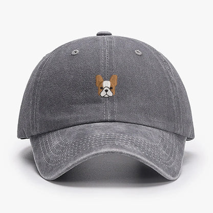 Vintage French Bulldog Embroidered Baseball Cap
