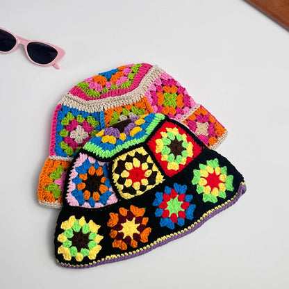 Women's Flower Knit Crochet Bucket Hat