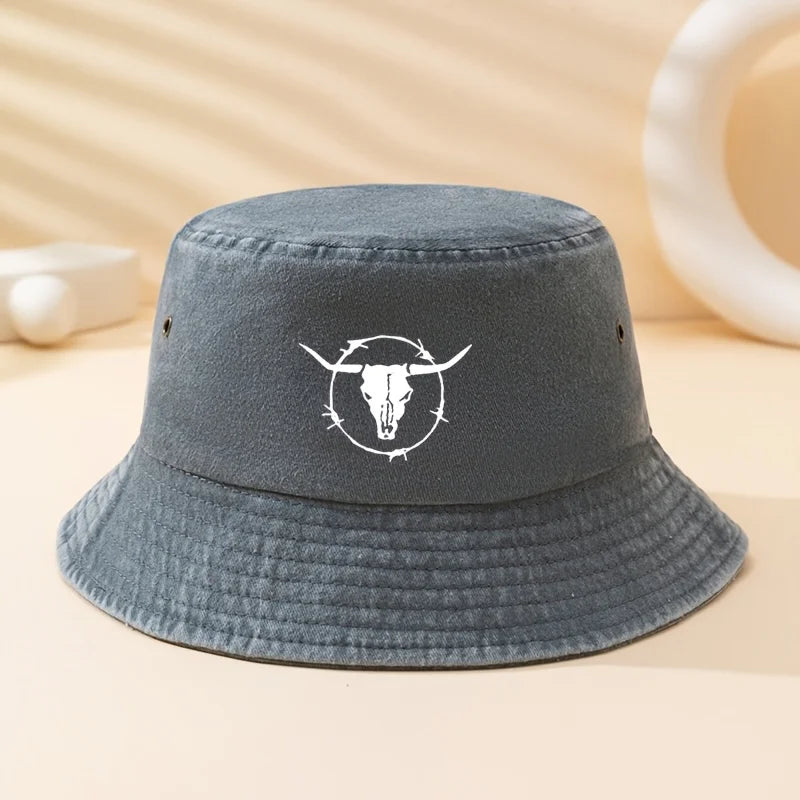 Bull Skull Print Outdoor Bucket Hat