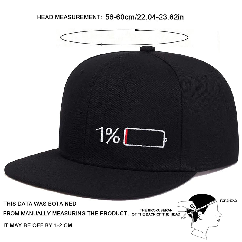Battery Embroidered Hip-Hop Snapback Cap
