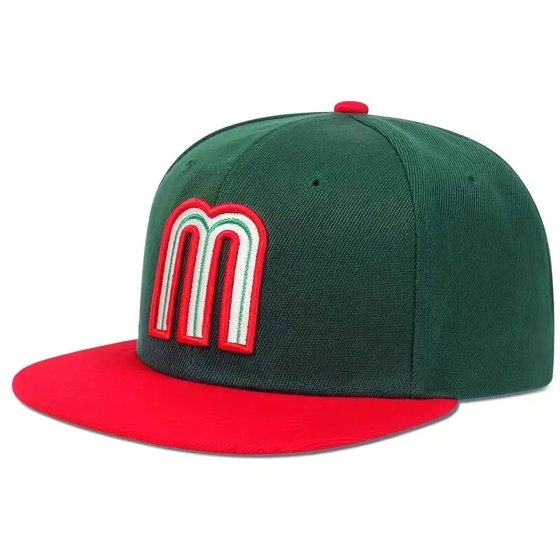 Unisex M Letter Embroidered Hip-Hop Snapback Cap