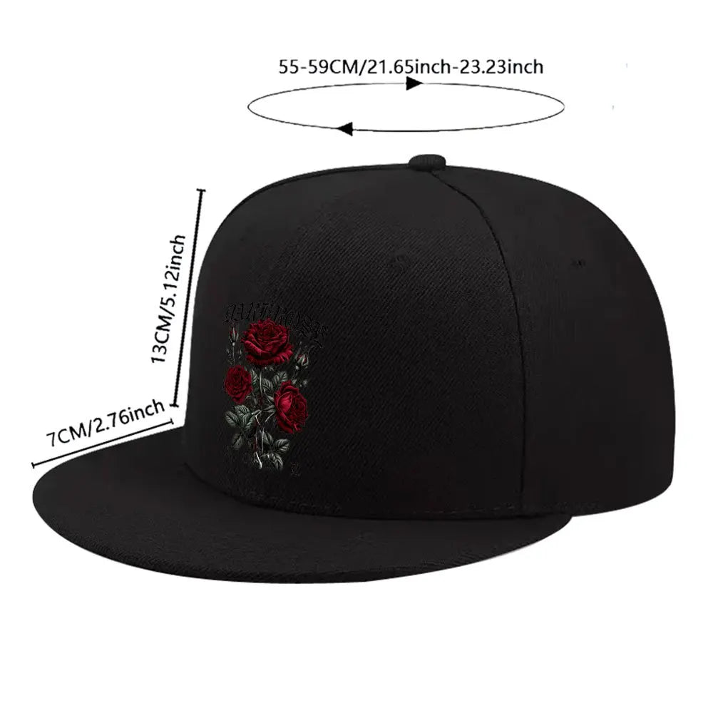 Dark Rose Flat Brim Snapback Cap