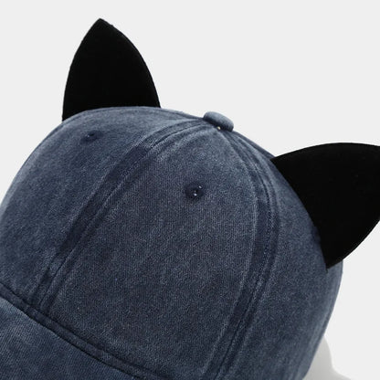 Cute Cat Ears Baseball Cap Women Summer Soft Top Caps