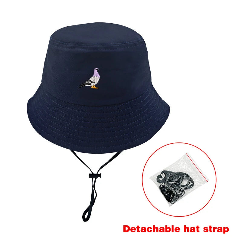 Embroidered Pigeon Travel Bucket Hat