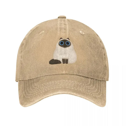 Himalayan Cat Washed Denim Baseball Cap