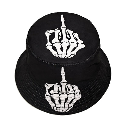 Funny Skeleton Fingers Print Bucket Hat Men Women Summer Outdoor