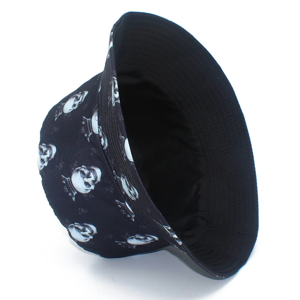 Bucket Hats Double Sided Black Fisherman Hat