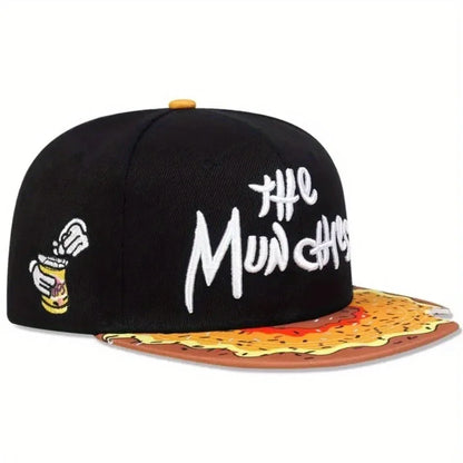 Doughnut Embroidered Flat Top Hip-Hop Snapback Cap