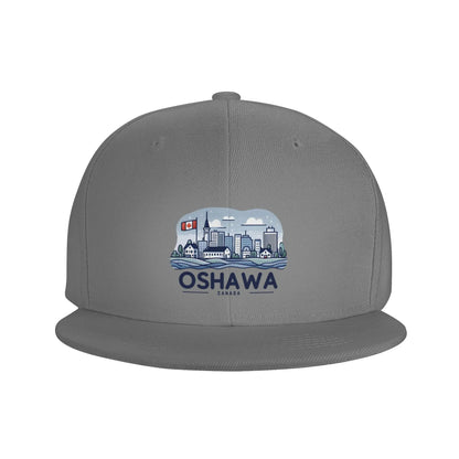 Oshawa Ontario Canada Blue Cityscape Skyline Flat Brim Snapback Cap