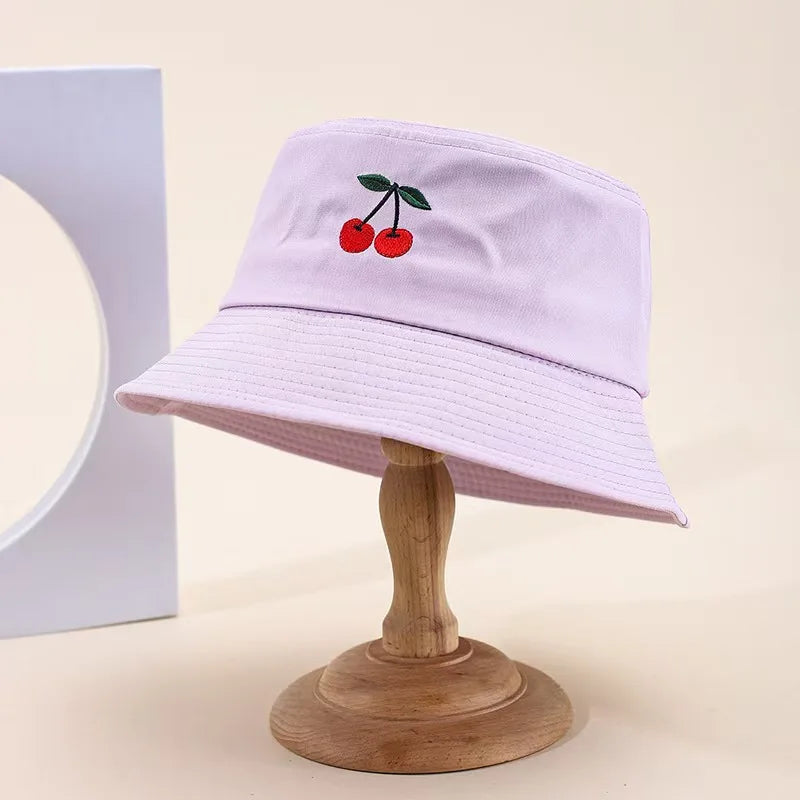 Women's Cherry Embroidered Bucket Hat