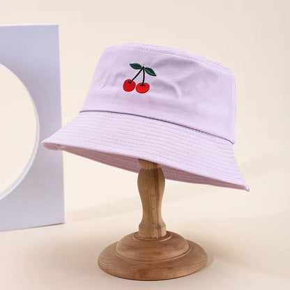 Women's Cherry Embroidered Bucket Hat