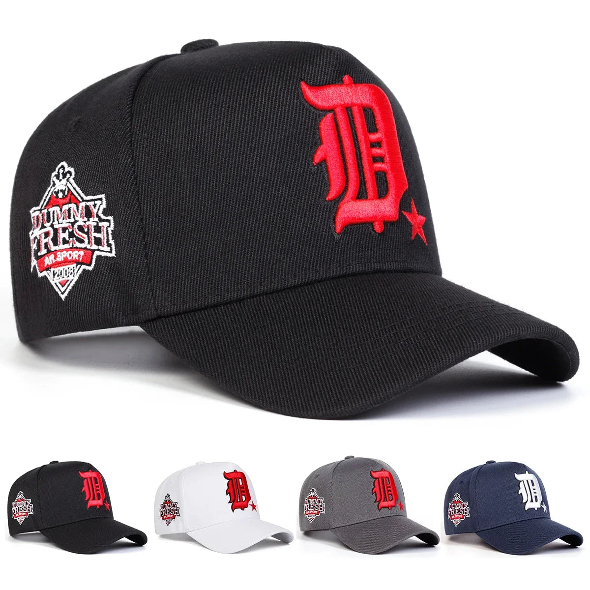 Unisex Gothic D Letter Embroidery Side Baseball Caps