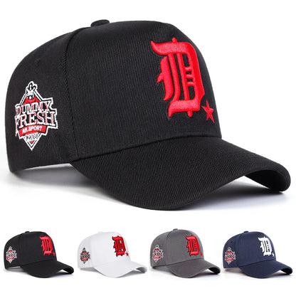 Unisex Gothic D Letter Embroidery Side Baseball Caps