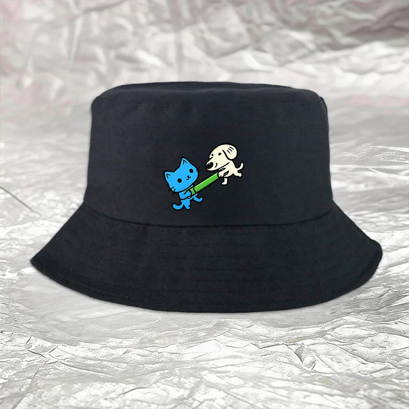 Cat Dog Celebration Print Bucket Hat