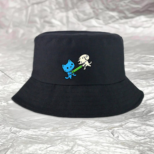 Cat Dog Celebration Print Bucket Hat
