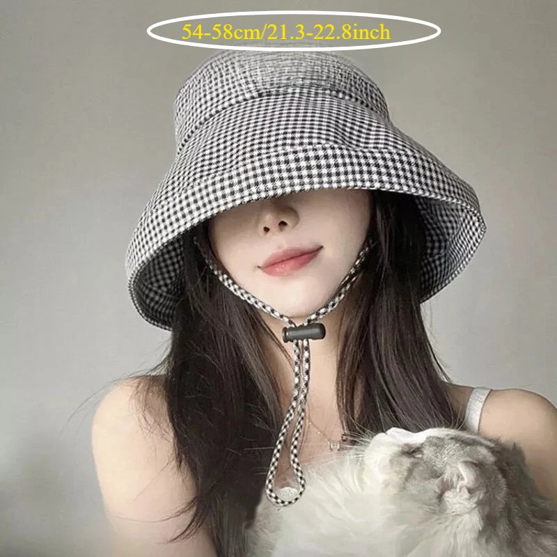 Ladies Thousand Bird Grid Fisherman's Hat