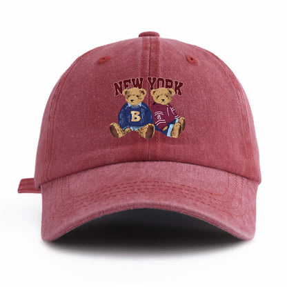 Bear Duo Washed Retro Baseball Cap